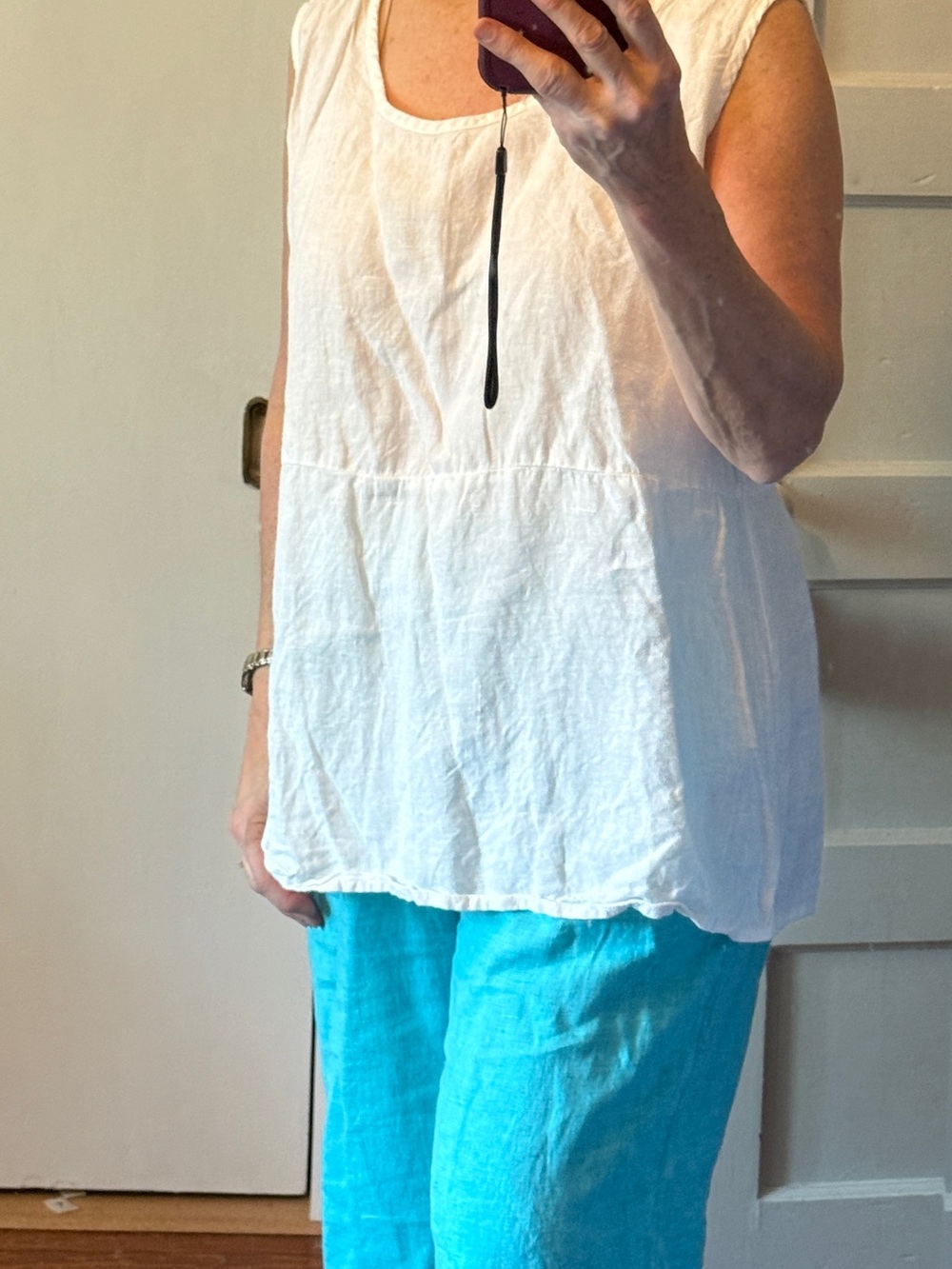Flax White Linen Sleeveless Tank